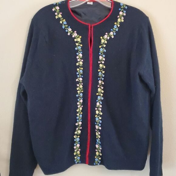 Vintage Women's Embroidered  Black Sweater Size 44 Grandma core - Picture 4 of 12
